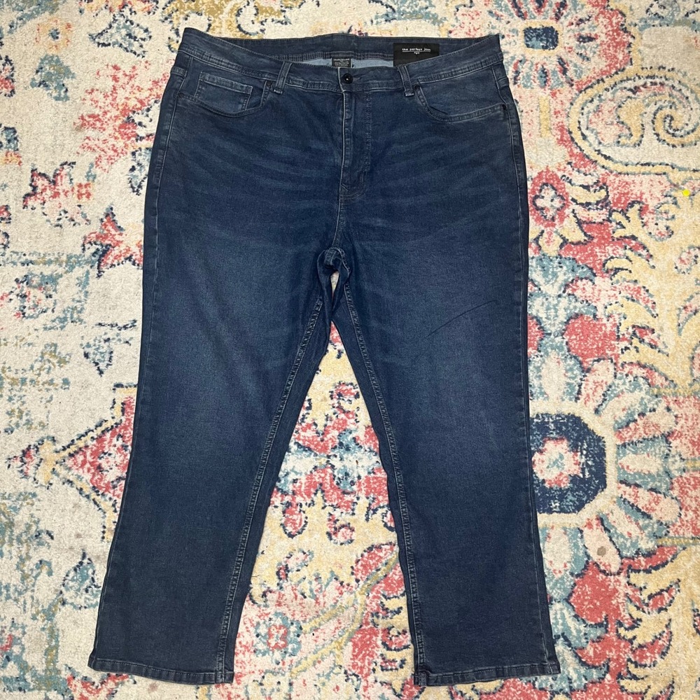 The Perfect Jean NYC Athletic Fit Mens 42x28 Dark Wash Blue Stretch Denim Jeans